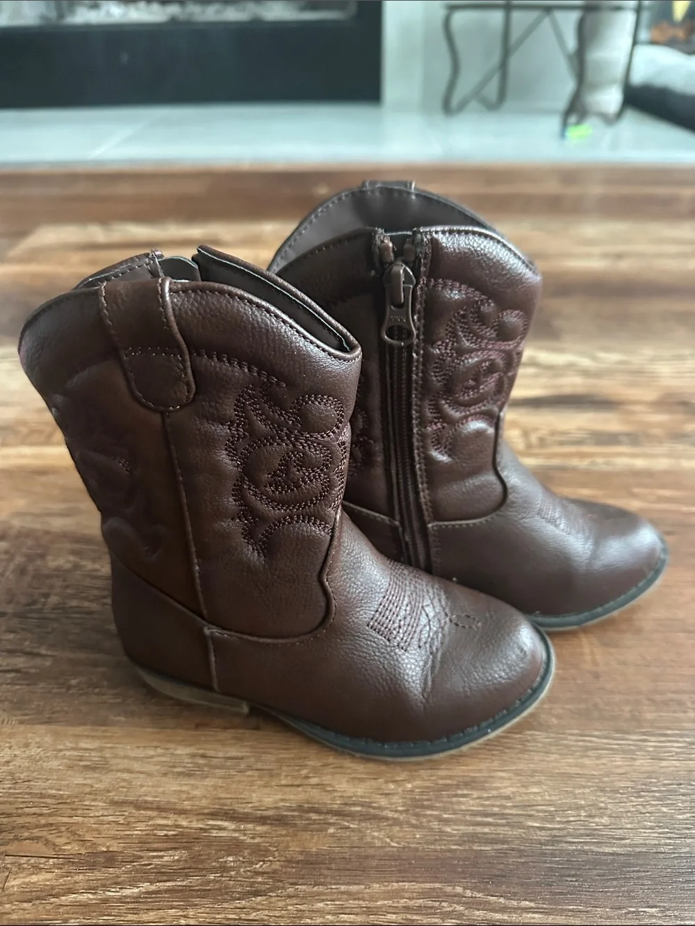 Cat Jack Brown Leather Toddler Western Boots